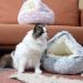 Plush Hooded Cat Bed with Blanket - Round Burrowing Cave Design for Small Dogs/Cats - Machine Washable, Slip Resistant - Ultra Soft Cushion - 24x24 inch Grey - Buy Online on GoSupps.com