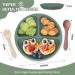 Baseola Silicone Baby Plate Set with Suction Cup & Lid | BPA-Free Divided Children's Dishes (3 Pieces Dark Green Brick Red Beige) - Perfect for Easy Mealtime - Buy Online on GoSupps.com