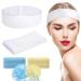 Prudiut 104 Count Disposable Headbands for Facials Spa Headband Skincare Headbands Soft Stretch Makeup Headband with Convenient Closure and Facial Sponges for Women Girls Salons Esthetician Supplies