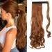 Clip in Ponytail Extension Wrap Around for Women Long Synthetic Natural Wavy Curly Hair Pony Tail Hair Extensions 17 inch Light Auburn