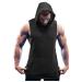 COOFANDY Men's Workout Hooded Tank Tops Bodybuilding Muscle Cut Off T Shirt Sleeveless Gym Hoodies X-Large Black