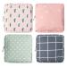 Sanitary Napkin Storage Bag Portable Sanitary Napkin Storage Pouch Pack of 4 Reusable Menstrual Cup Pouch with Zipper 5*5 inches Teen Feminine Products Bag for Girls Women Ladies(Cactus) Maple Leaf + Cactus + Dot + Grid