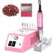 Electric Nail Files Professional Electric Nail Drill 30000 RPM Efile Buffer Manicure Grinder Tool for Acrylic Gel Nails with Nail Drill Bits Set and Sanding Bands (Pink) Pink 30000PRM