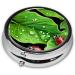 Decorative Round Pill Box with Leaves & Ladybugs - 3 Compartment Travel Organizer for Pills Vitamins & Tablets - Buy Online on GoSupps.com