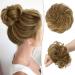 RUWISS INFORMANTIONAL hair part 100% real hair rose bun for women real hair scrunching hairstyle curved bun extension (chocolate light brown with light golden blonde highlight) 1 piece (pack with 1) chocolate light brown with light gold blonde highlight