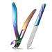 FVION Angled Head Toe Nail Clippers Ergonomic Curved Toenail Clippers for Seniors Long Handle with Nail Catcher and Metal Nail File Precision Toenail Clippers for Thick Toenails (Multi) Multi Color