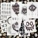 Oottati Waterproof Halloween Temporary Tattoo Stickers - 9 Sheets Black Skull Eye Devil Sun Moon Totem - Buy Online on GoSupps.com