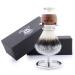 Haryali London Razor brush - sustainable shaving brush set - synthetic silver tip shaving brush - stainless steel shaving rack - wood and steel handle Razor brush for women and men