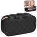 Small Makeup Bag, Relavel Cosmetic Bag for Women 2 Layer Travel Makeup Organizer Black Handbag Purse Pouch Compact Capacity for Daily Use, Makeup Brush Holder, Waterproof Nylon, Durable Zipper (Black) Small Black Pro