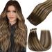 Hetto genius real hair extensions brown real hair treat extensions naturally virgin treating extensions real hair balayage chocolate brown to caramel blonde #4/27/4 25g 50cm 4-4 VGHW #4/27/4