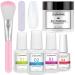 Lofuanna Dip Powder Nail Kit Starter-Clear Nail Dipping Powder with Base&Top Coat&Activator&Brush Saver,No UV/LED Needed,DIY French Nail Art Manicure,Easy to Apply for Home or Salon Use 010