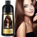 Hair Dye Shampoo for Men/Women Gray Hair Coverage Dark Brown 500ml/No Ammonia/Natural Herbal Ingredients