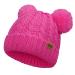 Baby Girls Bobble Hat - Toddler Winter Beanie Hats Kids Warm Knitted Beanies Double Pom Pom Hats Bonnet Cap for Children Boys Girls 1-6Y One Size Red