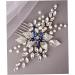 Bridal Sapphire Crystal Hair Comb Pearl Blue Crystal Leaf Marquise Hair Piece Prom Party Festival Wedding Hair Accessories for Women and Girls (Silver) Hair Comb Slides - Buy Online on GoSupps.com