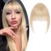 SEGO Clip in Fringe Real Human Hair Extensions Light French Bangs #24 Natural Blonde One Piece Remy Hairpieces for Women Straight Clip on Invisible Natural (9g) Light Bangs #24 Natural Blonde
