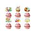 TSJ 24 PCS Easter Cupcake Toppers Bunny Ear Easter Eggs Cupcake Decorations Rabbit Cake Toppers Cake Decor for Easter Theme Baby Shower Party Supplies A-24pcs