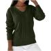 Yihaojia Fall Sweaters for Women 2023 Trendy V Neck Pullover Knitted Casual Sweater Tops Chunky Knit Sweaters Jumper Tops Army Green#11 Large