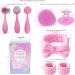 5 Pcs Pink Cleansing Brush Set with Headband & Cuffs | Dual-Action Exfoliating Massager for Deep Gentle Facial Cleansing | Skincare Essentials - Buy Online on GoSupps.com