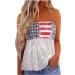 Women's Lace Splice Bandeau Tank Top - Summer Sleeveless Blouse | Floral Graphic Tee - A-White, Large - Buy Online on GoSupps.com
