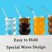 Alink Bubble Glass Set - 4 Ribbed 550ml Drinking Glasses for Latte Macchiato Iced Coffee & Cocktails | Elegant Wave Design - Buy Online on GoSupps.com