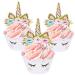 Unicorn Cupcake Toppers and Wrappers Decorations (40 of Each) - Reversible Rainbow Cup Cake Liners with Unicorn Topper | Cute Decorating Supplies for Girl Birthday Party