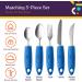Special Supplies Adaptive Utensils (5-Piece Kitchen Set) Wide  Non-Weighted  Non-Slip Handles for Hand Tremors  Arthritis  Parkinsons or Elderly Use - Stainless Steel Knives  Fork  Spoons - Blue - Buy Online on GoSupps.com