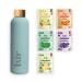 LXIR DRINK Flavored Water in Sugar Free Tablets - Multivitamin Drink - Rich in Vitamins C and B - Daily Hydration - Skin Beauty - Vitality - 60 Units - 5 Flavors + 1 Bottle Blue