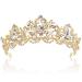 Exacoo Gold Tiara Wedding Tiaras and Crowns for Women,Rhinestone Queen Tiara for Women Princess Crown Birthday Tiara Headbands for Wedding Prom Bridal Party Halloween Costume Christmas Gifts Clear+gold(loop Type)