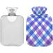 NAANLE Lila Plaid Transparent Hot Water Bottle - 2L Large for Menstrual Cramps Pain Relief Hand/Foot Heat & Cold Therapy - Buy Online on GoSupps.com