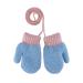 Kids Toddlers Thermal Gloves Mittens Winter Warm Thick Knitted Gloves with String Fluffy Full Finger Mittens Baby Fleece Lined Gloves Hanging Neck Mittens with Anti-Lost String for Boys Girls Age 1-4 Blue
