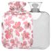 NAANLE hot water bottle with cover peach cherry blossoms Transparent hot water bottle 2l large hot hot water bottle for menstrual cramps pain relief handfoots heat and cold therapy