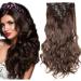 SEGO Clip in Extensions 8 Wefts Hair Extension Hairpiece 18 Clip Wavy Synthetic Hair Cheap Medium Brown 24"(61cm)