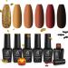 Beetles Gel Polish Set, Pumpkin Spice Yellow Gel Nail Polish Red Orange Glitter Nail Gel Polish Fall Winter Gel Nail Kit Soak Off Nail Lamp Cured for Halloween Nail Art Gifts for Women A-Pumpkin Spice