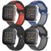 iHillon 4 Pack Compatible with Fitbit Versa Bands/Fitbit Versa 2 Bands for Men Women, Soft Silicone Sport Wristbands Compatible with Fitbit Versa Lite Bands/Fitbit Versa 1 Bands/Versa SE (Large, Black Red+Midnight Blue Gra…