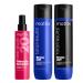 Matrix care trio with Miracle Creator Leave-in Spray with 20 nourishing properties brass off shampoo and conditioner for brunettes hair for copper engraving