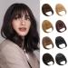 EBENK 100% human hair bangs - 12g Clip in Wispy Bangs with Temples  Faux Bangs Hair Clip  Easy Hair Extensions French Bangs  Clip on Bangs Curved Bangs for Daily Wear-Dark Brown Thick Bangs Dark Brown