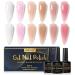 INPING Jelly Gel Nail Polish 6 Colors Nude Pink Milky Sheer White Sakura Pink Natural Brown Transparent Gel Varnish Soak Off UV/LED for Women Home Nail Art Salon French Manicure Kit