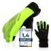 Hikenture winter gloves waterproof bike gloves winter men women windproof ski gloves Bicycle gloves with cross -country gel padded men women outdoor thermal gloves running yellow -green l