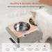 Siooko Elevated Cat Bowls - 15 Tilted Raised Wood Pet Bowls with Stand, Anti-Vomiting Design, 2 Stainless Steel Bowls for Cats and Puppies - Buy Online on GoSupps.com