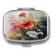 Pill Box Watercolor Painting Print 2 Compartment Medicine Pill Case Pill Organizer Decorative Metal Portable Pill Box for Pocket Or Purse