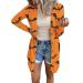 Women's Printed Button Fashionable Casual Long Sleeved Cardigan Halloween Costumes Thin Long Sweater Orange Large