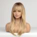 HAIRCUBE Long Blonde Straight Wigs for Women with Fringe and Dark Roots - Synthetic Layered Hair Wig - Buy Online on GoSupps.com
