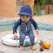 weVSwe Baby Toddler Boy Swimsuit UPF 50+ Sun Protection Rash Guard with Crotch Zipper | Navy Blue Stripes | 12-18 Months - Buy Online on GoSupps.com