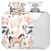 NAANLE hot water bottle with cover farm animals cow horse transparent hot water bottle heat bottle for back pain relief handfoot warmer neck warmth and cold therapy 2l