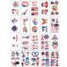 20Sheets Independence Day Tattoo Sticker Fourth of July Patriotic Temporary Tattoos Art Sticker American Flag Red White and Blue Fake Tattoos for Victory Day Labor Day Memorial Day Party Supplies