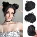 2Pcs Mini Claw Clip in Messy Cat Ears Bun Hair Piece  Space Hair Bun Extensions Wig Messy Curly Donut Chignon Synthetic Bun in Hairpieces Accessory for Women Girls (3.1 Wavy - Natural-Black)