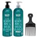 Superhairpieces Afro Hair Comb with NYM Naturals Aquatic Blue Mint Shampoo and Conditioner 450ml Set (3 items)