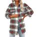 routinfly Women's Lounge Lapel Button Up Long Sleeve Plaid Shirt Jacket Shacket Casual Single Breasted Coat Tops Blouse Coat
