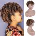 KRSI Afro Deep Kinky Curly Mohawk Ponytail with Bangs Drawstring for Women,Fake Ponytail with Bangs Drawstring Natural Black Faux Hawks Wigs for Woman 4C (1B/30)