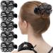 RC ROCHE 6 Pieces Butterfly Women Plastic Side Hair Clip Fashionable Hair Clip Non-Slip Large Teeth Medium Black